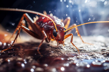 cockroach running away from spraying insect control products, cockroach extermination