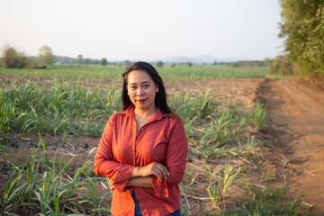 women asian standing on the countryside road