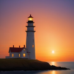 lighthouse at sunset time