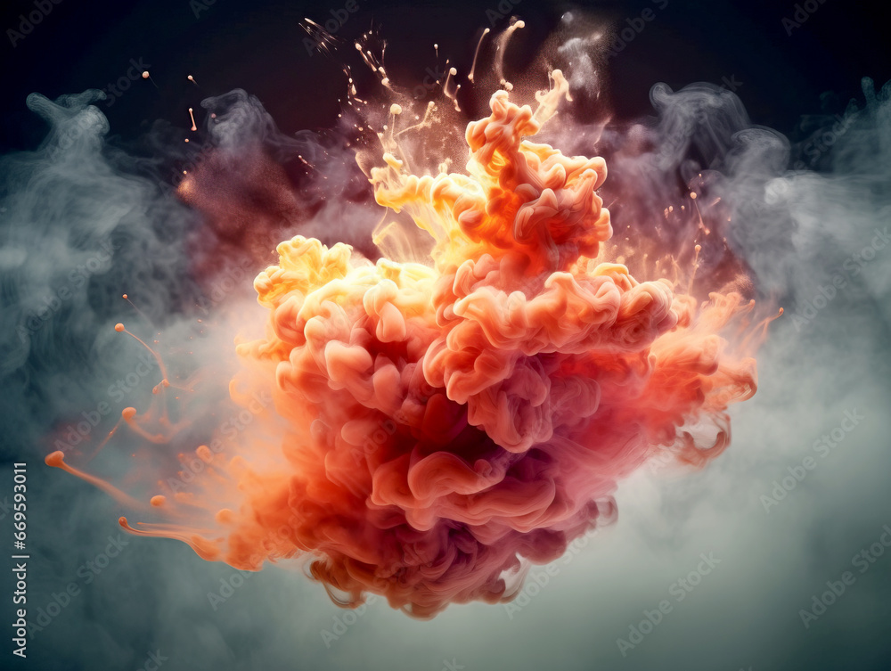 Aufkleber colorful smoke in the form of a heart on a dark background. generative ai