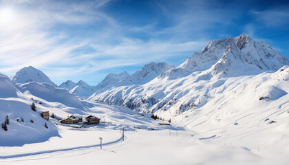 Fototapeta na wymiar Backlit View of Vorarlberg Silvretta Montafon Ski Resort