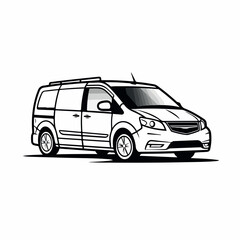 Minivan in cartoon, doodle style. 2d vector illustration in logo, icon style. AI Generative