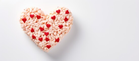 Heart shaped rice krispy treat with white and red frosting