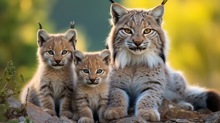 Naklejka na ściany i meble família de Lynxes