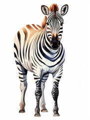 Zebra isolated on white background, Generative AI