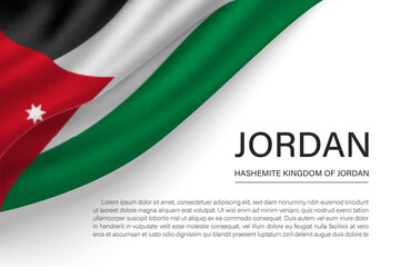 Jordan country realistic flag and text
