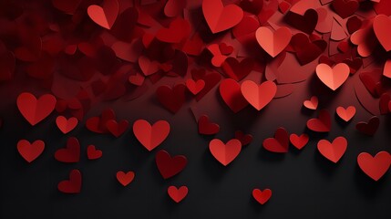 Valentine backdrop with red hearts. Generative Ai.