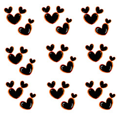 Fototapeta premium Abstract seamless heart pattern. Ink illustration.