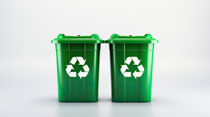Two recycling bins on a white background