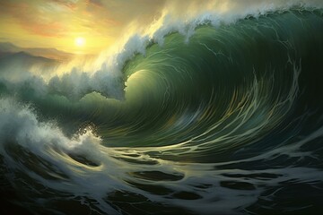 Fototapeta na wymiar Artistic depiction of dynamic sea waves. Generative AI