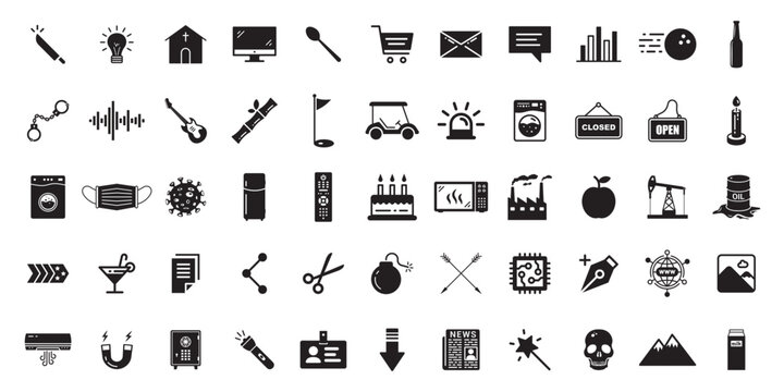 UX UI icons. Set of black icons. Flat icon bundle pack. Collection of icons. Collection of random abstract icon bundle pack sign symbol pictogram