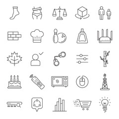 UX UI icons. Set of linear icons. Flat icon bundle pack. Collection of linear icons. Collection of random abstract outline icon bundle pack sign symbol pictogram