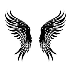 Angel Wings icon collection. Cartoon hand-drawn vector illustration. Set of Sketch Angel Wings