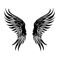 Angel Wings icon collection. Cartoon hand-drawn vector illustration. Set of Sketch Angel Wings