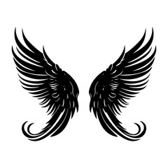 Angel Wings icon collection. Cartoon hand-drawn vector illustration. Set of Sketch Angel Wings
