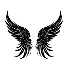 Angel Wings icon collection. Cartoon hand-drawn vector illustration. Set of Sketch Angel Wings
