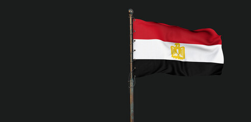 Egypt, Arab Republic of Egypt Flag, Flag waving on dark background. 3D Design.