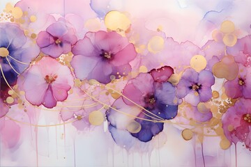 Fototapeta na wymiar Purple blossom watercolor 
