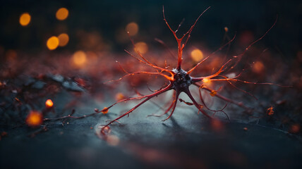 Neuron Wallpaper, a Close-Up Look at the Building Blocks of the Brain 16:9 - obrazy, fototapety, plakaty