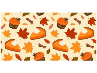 Cozy autumn pattern. Vector seamless texture.