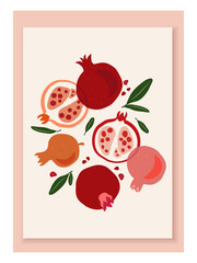 Pomegranate modern art. Vector design for posters, flyers, prints, covers and other uses.