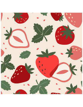 Strawberry abstract pattern. Vector seamess texture.