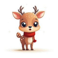 Little deer in a red scarf, New Year's card