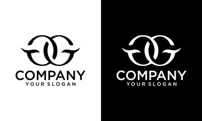 Letters G G, G&G joint logo icon with business card vector template. - obrazy, fototapety, plakaty