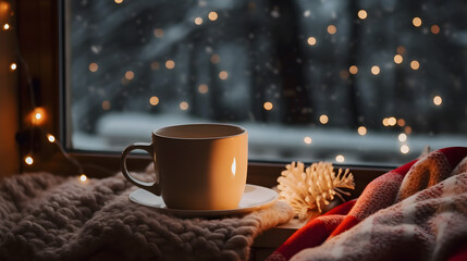 Soft, Warm, Cozy and Comfortable Ambient with Christmas Decoration During a Cold Winter Night, High-Quality 4K