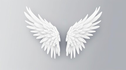 Fototapeta premium Realistic isolated angel wings with white feathers