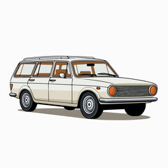 Fototapeta premium Station Wagon Car in cartoon, doodle style. 2d vector illustration in logo, icon style. AI Generative
