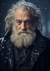 A Portrait of an Elderly Victorian Man in in the Snow