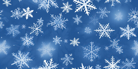 Fototapeta na wymiar seamless blue christmas background with white snowflakes