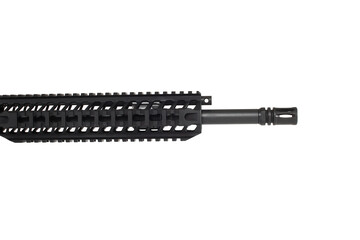 AR15 carbine, modern automatic black rifle isolated on white background. Weapons for police,...