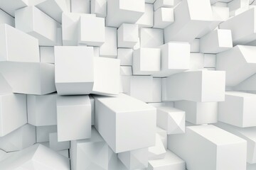 Abstract 3D geometric cubes pattern in white. Generative AI