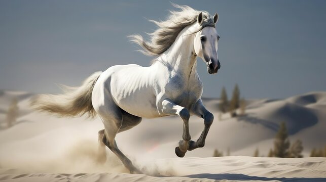 Picture presenting the galloping white horse