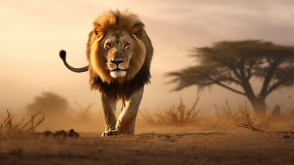 Male lion Panthera leo Masai Mara Kenya - obrazy, fototapety, plakaty