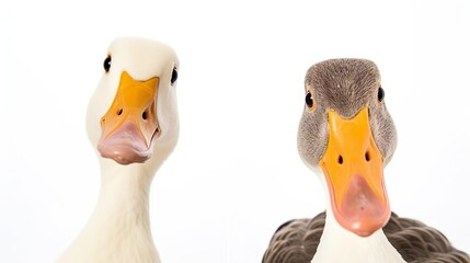 Portrait of a funny goose and duck