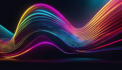 abstract background with colorful lines, Massive Neon Wave Backdrop 