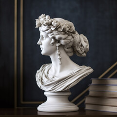 Obraz premium beautiful white head statue of a Greek goddess on a table for decoration