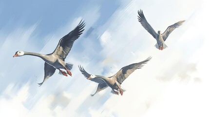 Obraz premium Stylized Birds - Wild Geese