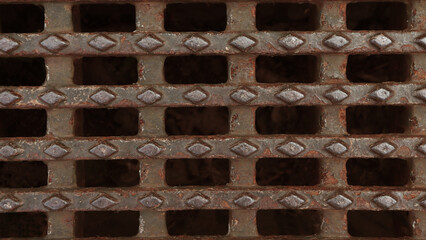 Steel heavy grating background texture.