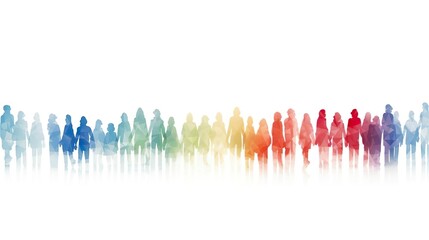 multicolored spectrum silhouettes of people - obrazy, fototapety, plakaty