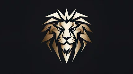 Türaufkleber lion logo classic club elegant emblem gold golden head © Jodie