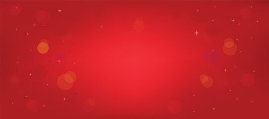 Red Christmas Glitter Background with Stars. Festive Glowing Blurred banner.