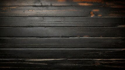 A rustic black wooden wall. Black grunge distressed background