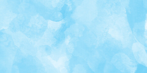 Abstract soft and light blue watercolor background with watercolor stains and splashes, modern and fresh watercolor clouds sky background, Sky clouds with brush painted blue watercolor texture,