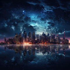 Stadtsilhouette bei Nacht