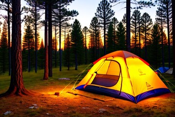 camping in the forest