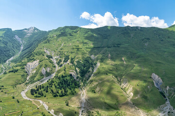 Fototapeta na wymiar Caucasus Mountains in Kazbegi, Georgia